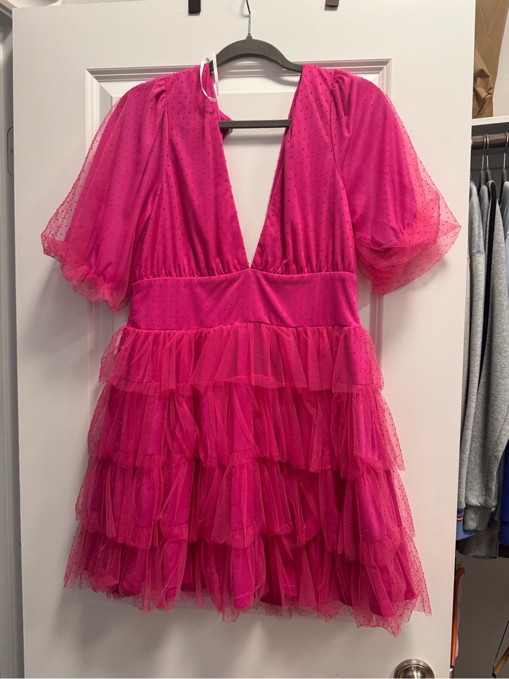 Lulu's Bright Hot Pink Tiered Tulle Dress for Girls